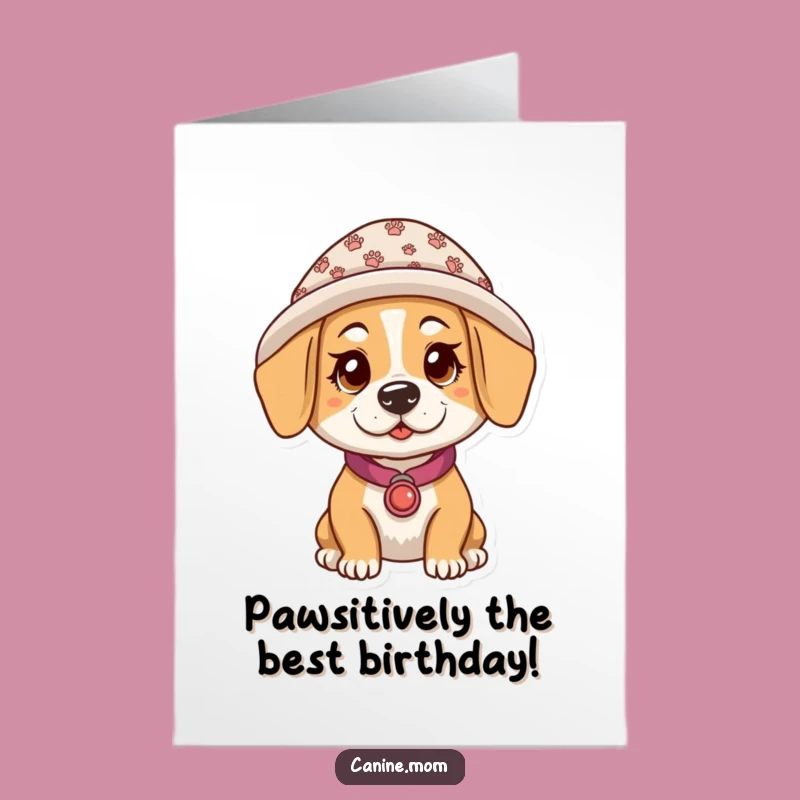 Free Printable Funny Dog Lady Birthday Card - Hilarious Paw Print Hat Downloadable Gift