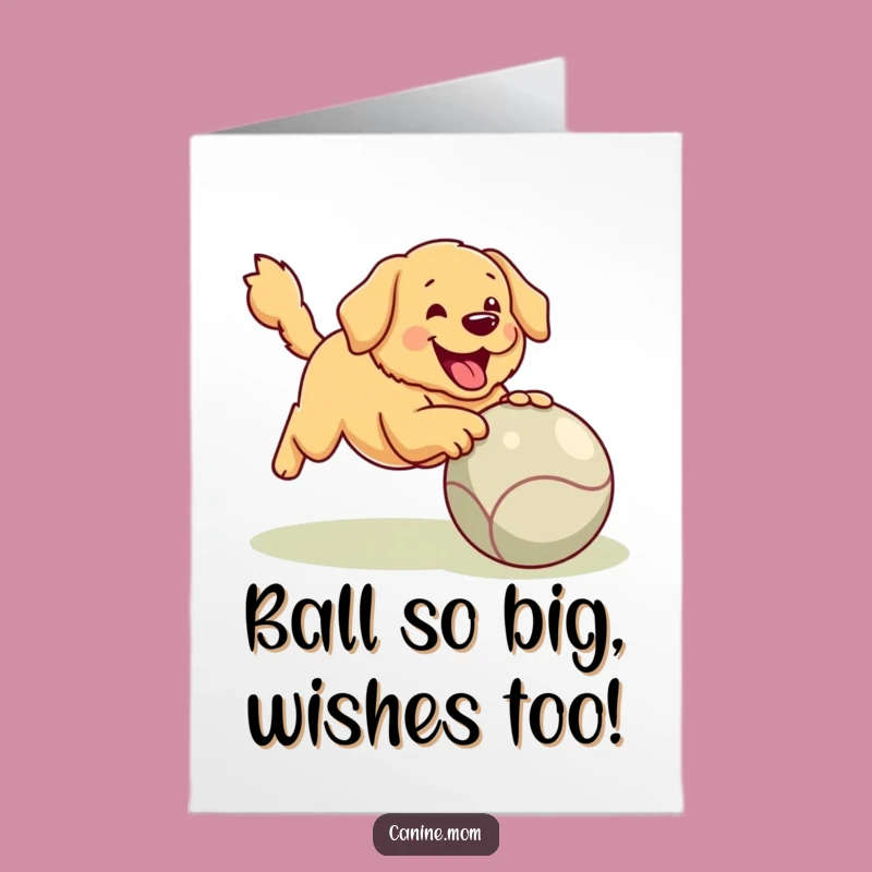 Free Printable Golden Retriever Birthday Card: Funny Fetching Dog Downloadable Gift