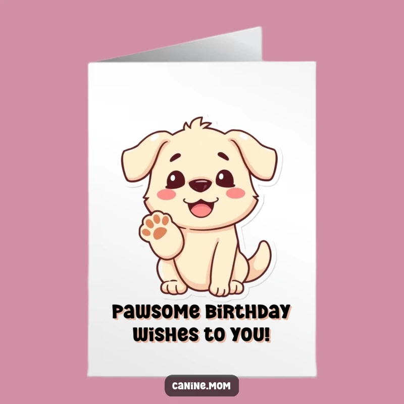 Free Printable Birthday Card: Friendly Dog Offering Paw Funny Downloadable Gift