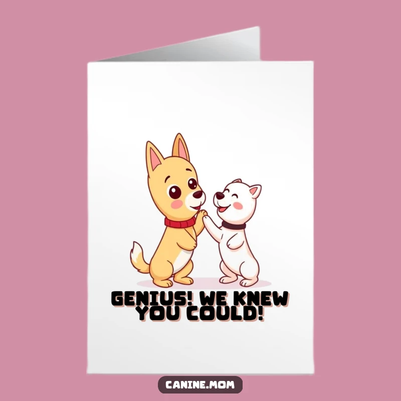 Free Printable Congrats Card: Funny Dog Lady Teaching Trick Downloadable