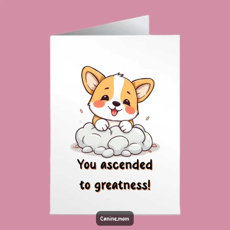 Free Printable Corgi Congratulations Card: Dreamy Cloud Digging Dog Downloadable Gift