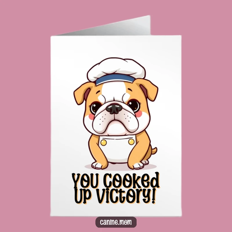 Free Printable Bulldog Chef Congratulations Card: Funny Cook Dog Downloadable Gift