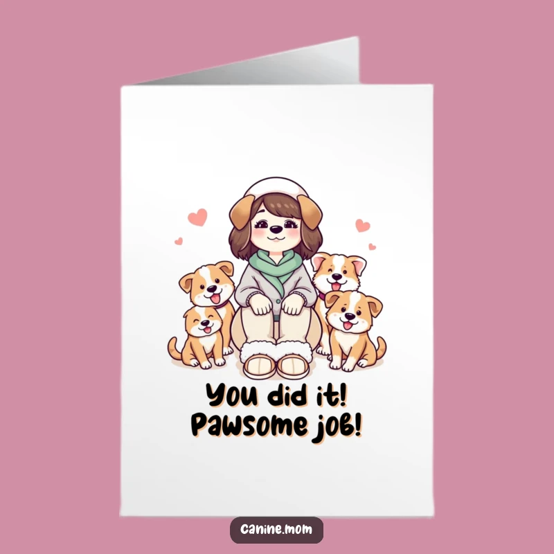 Free Printable Congrats Card: Dog Lady & Pups - Funny Downloadable Gift