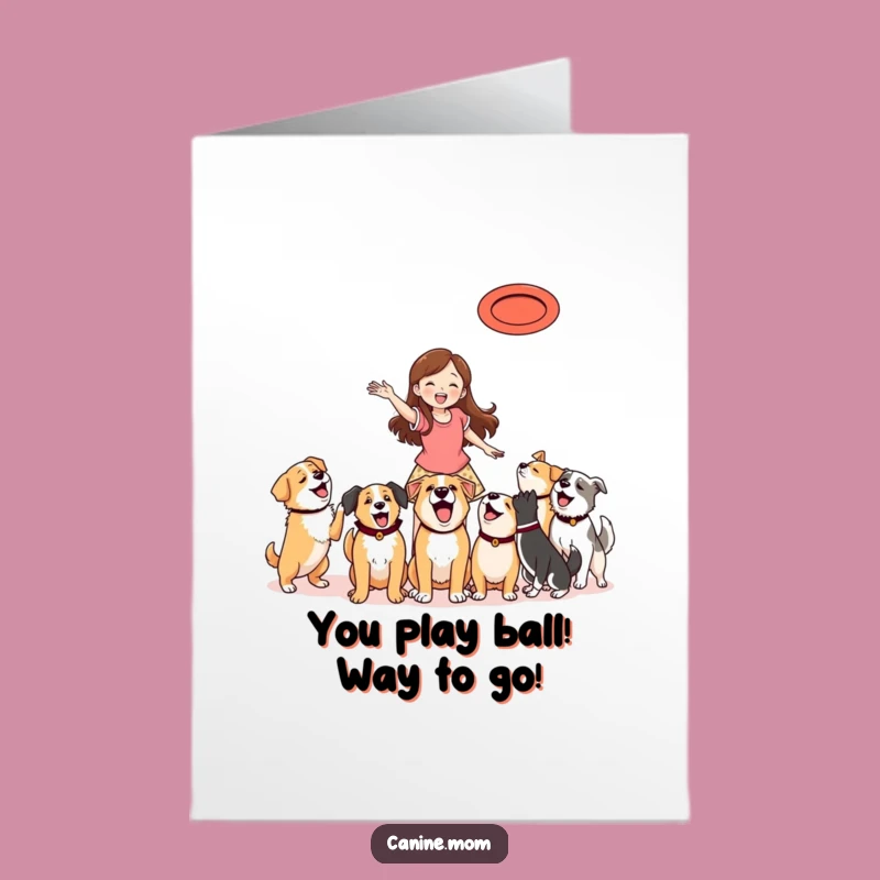 Free Printable Congrats Card: Dog's Winning Throw, Energetic Downloadable Celebration
