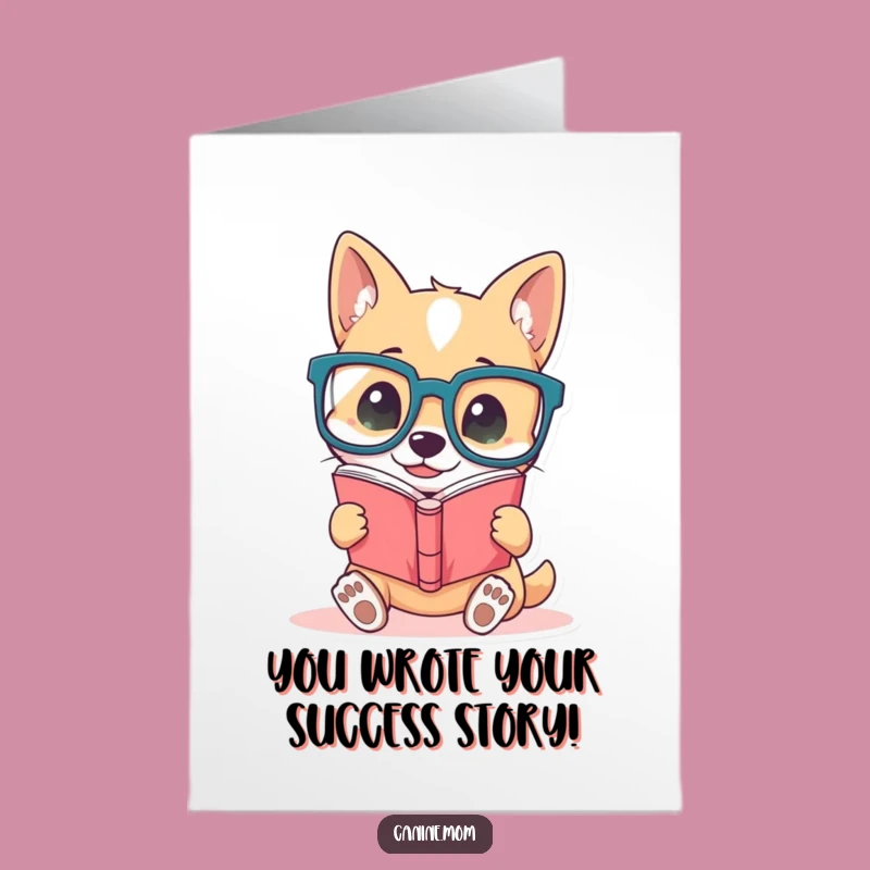 Free Printable Bookworm Dog Congrats Card: Humorous Smart Gift, Well Read!