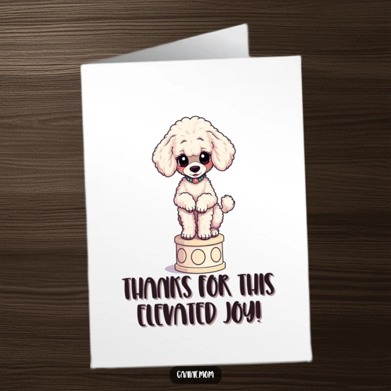 Funny Free Printable Poodle Thank You Card: Elegant poodle striking a sophisticated pose, conveying thanks.