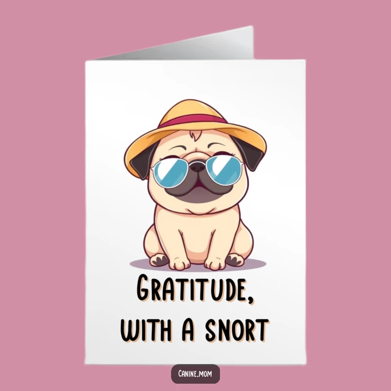 Free Printable Pug Thank You Card: Adorable Dog Downloadable Gift for Friend