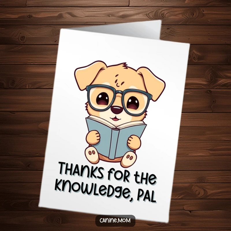 Funny Free Printable Thank You Card: Dog wearing spectacles, a charming and humorous way to say thanks, downloadable art.