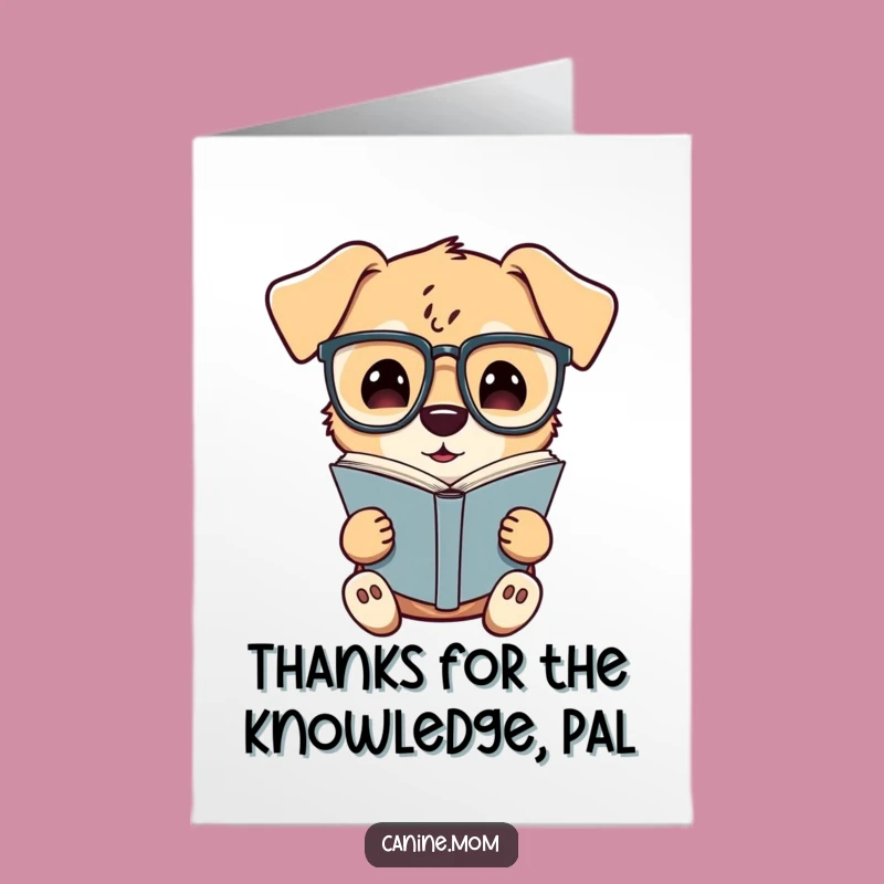 Free Printable Thank You Card: Bookish Dog Expresses Gratitude, Downloadable Gift