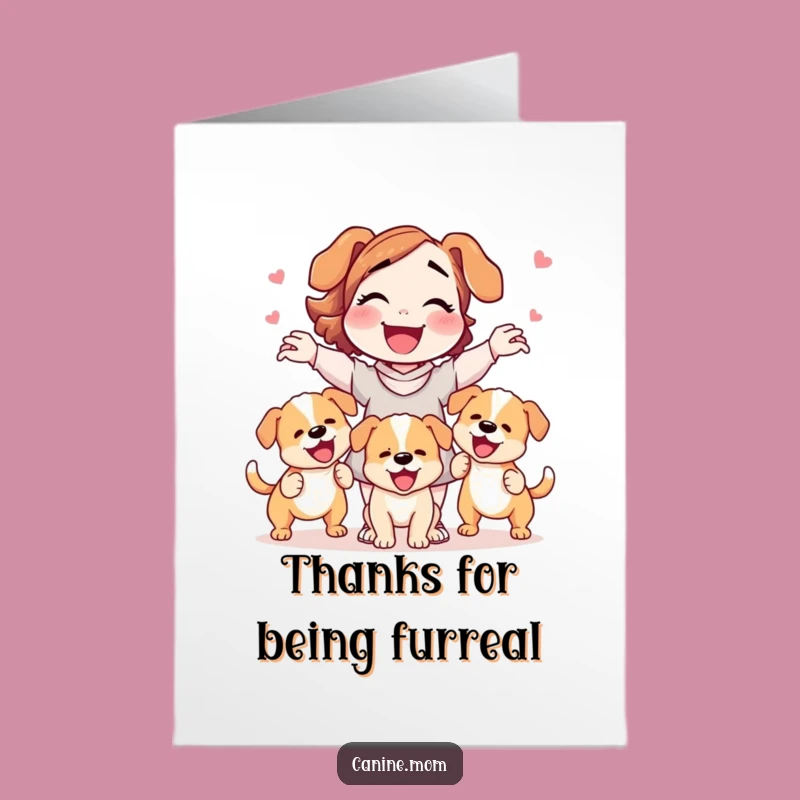 Free Printable Thank You Card: Dog Lady Puppy Juggling, Gratitude, Downloadable & Print at Home