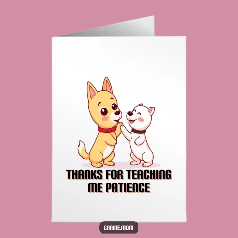 Free Printable Thank You Card: Funny Dog Lady Teaching Trick Gratitude