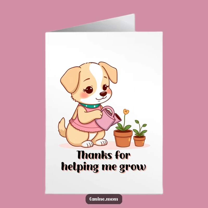 Free Printable Dog Treat Plant Thank You Card: Whimsical Dog Lady Downloadable Gift