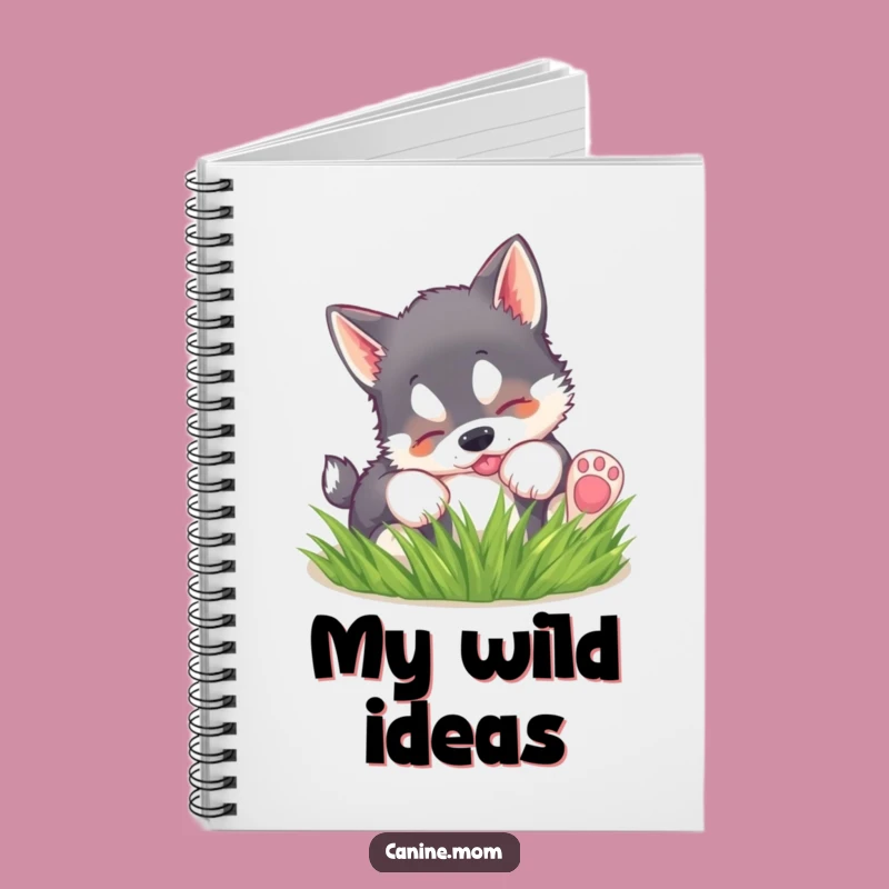 Funny Husky Puppy Grass Notebook: Record Your Joyful Thoughts