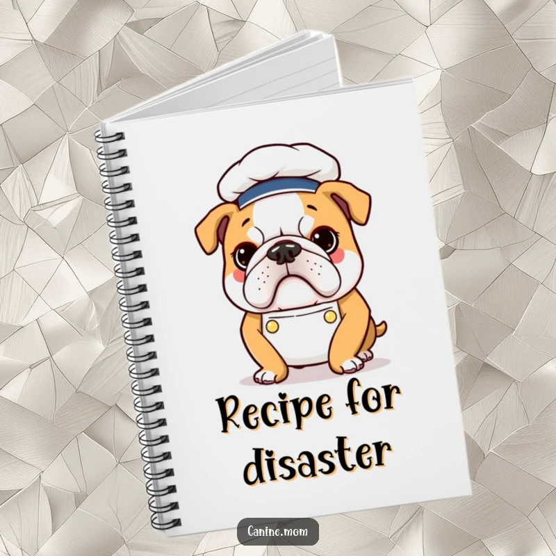 Funny Bulldog Chef Notebook: A determined bulldog in chef attire, inspiring culinary ideas and organized note-taking.