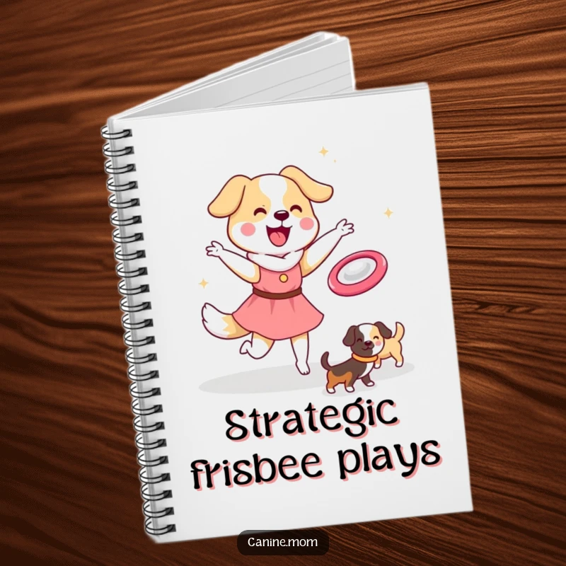Funny Dog Lady Notebook: Kawaii character captures the spirit of joyful frisbee play with dogs. Excellent funny gift for journaling.