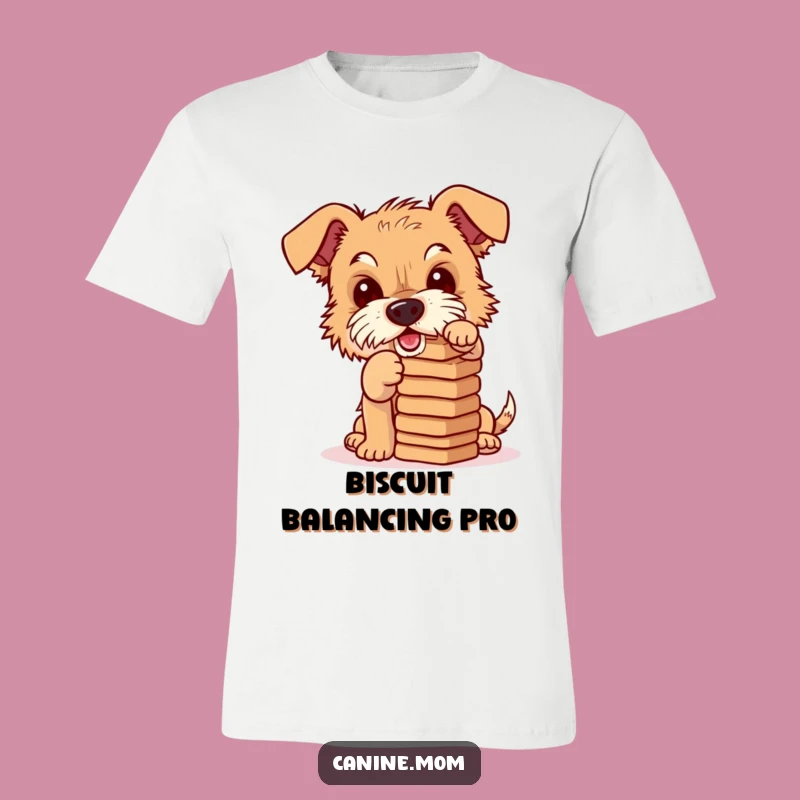 Funny Terrier Biscuit Balance T-Shirt: Mischievous Dog, Comical Wear