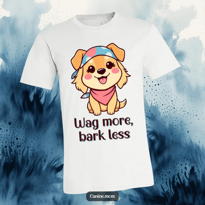 Funny Dog Lady T-Shirt showcasing a kawaii character wearing a bandana and sporting a massive, happy smile. A perfect funny gift.