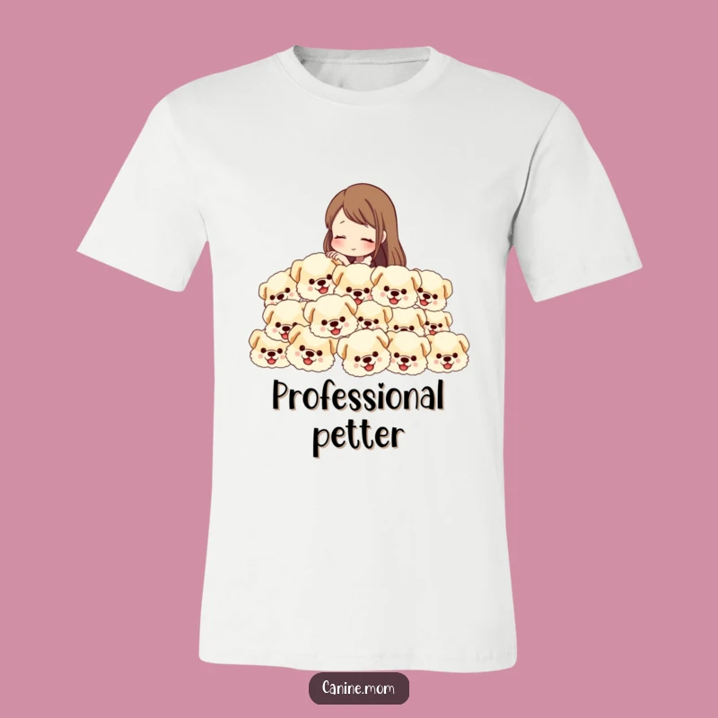 Funny Dog Lover T-Shirt: Petting Fluffy Dog Heads, Hilarious Apparel for Pups Adorers