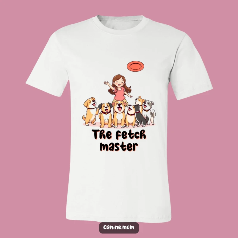 Funny Frisbee Dog T-Shirt - Active Woman Playing Fetch with Happy Pups