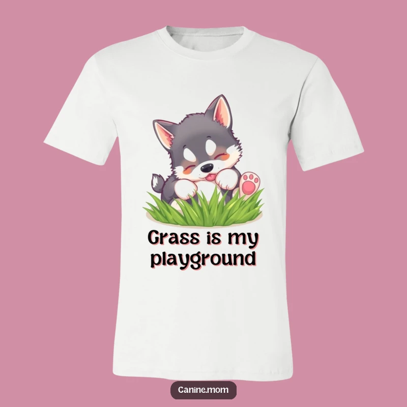 Funny Husky Puppy Grass T-Shirt: Wear Your Playful Spirit