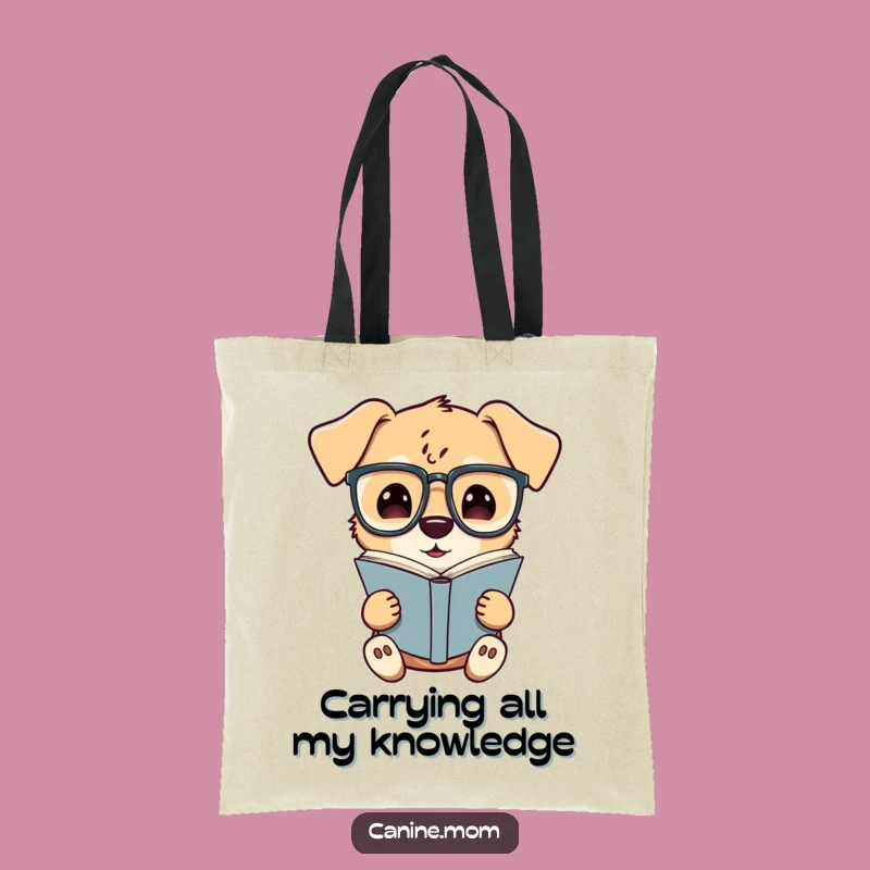 Funny Book Lover Dog Tote Bag: Carry Your Books in Style with this Scholar Pup
