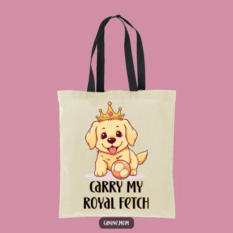 Funny Golden Retriever Crown Tote Bag - Royal Fetch Shopping Bag Gift