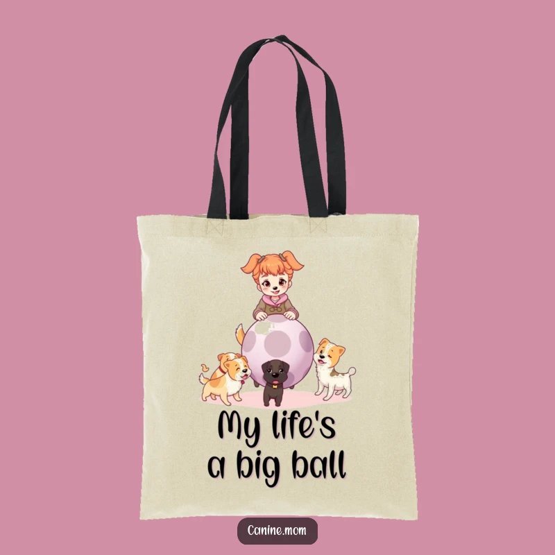 Funny Dog Lady Fetch Tote Bag: Carry Your Fun with Pup and Ball